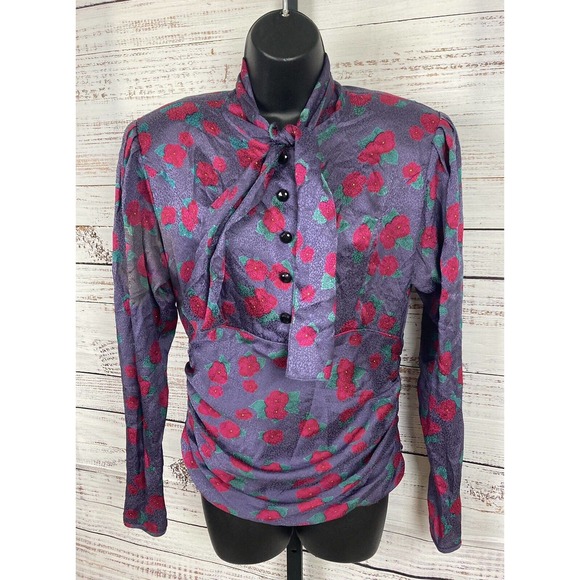 EMANUEL UNGARO Size 6 Beige Animal Print Silk Buttoned Blouse